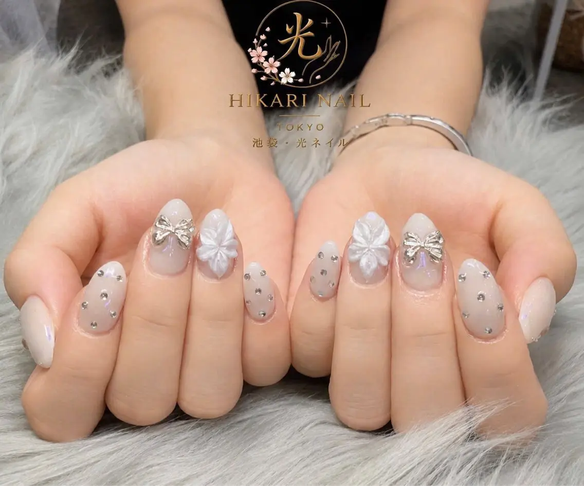 ネイル チークネイル 長さ出し フレンチネイル ガーリー ハロウィン ハンドネイル HikariNail Ikebukuroのネイルデザイン