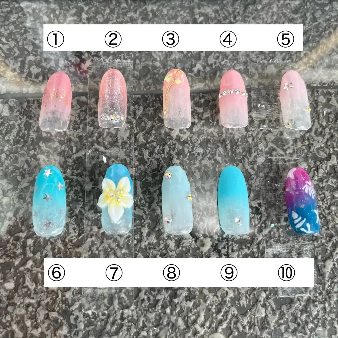 【オフ有】グラデーション+写真アート2本付 0円の写真