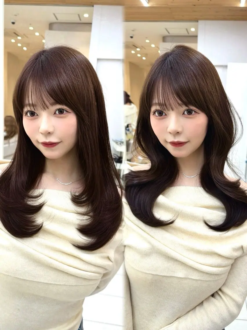 セミロング カット ヘアカラー トリートメント 顔周り/レイヤー/ 前髪/TAKUのヘアスタイル