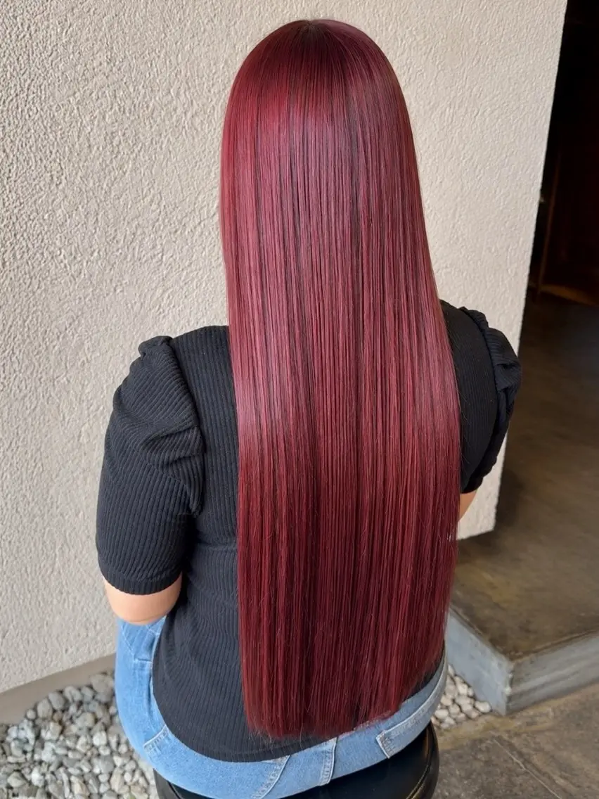 ロング カラー ブリーチ レッドカラー Saraju 仁川店 SHIORI ♥のヘアスタイル