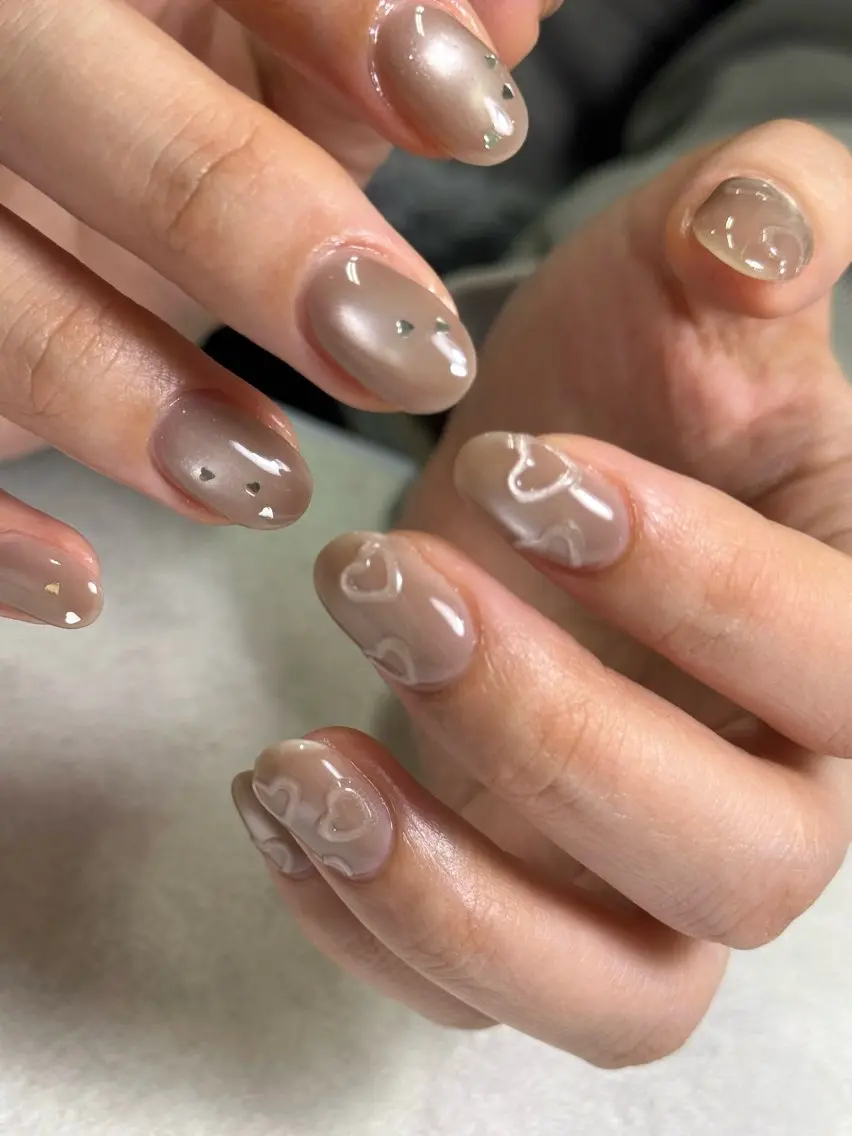 ネイル ハート ニュアンスネイル ハンドネイル Nail salon Genieのネイルデザイン