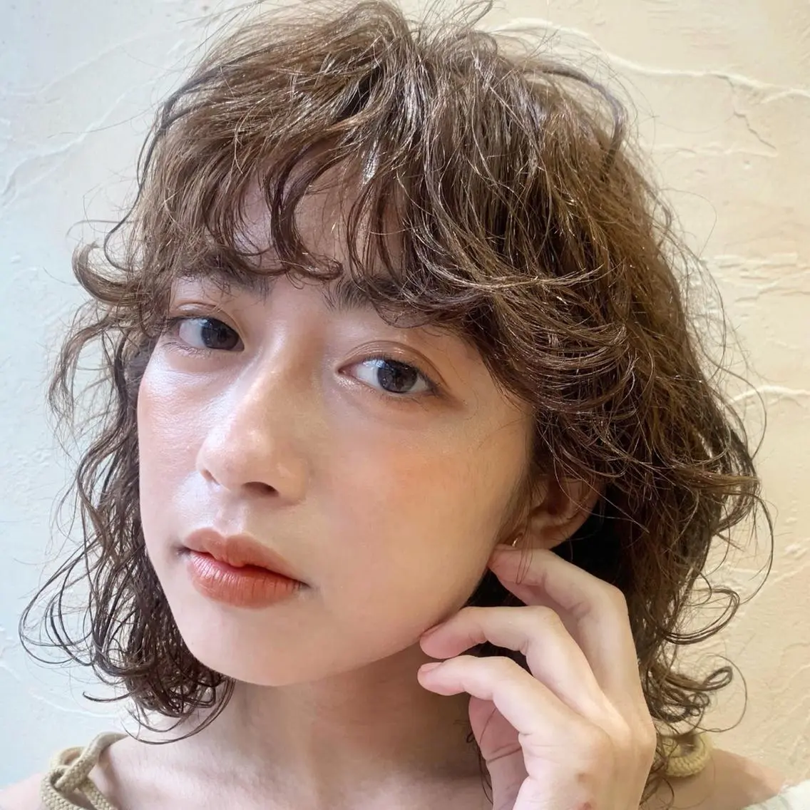 ミディアム カラー パーマ カット パーマ トリートメント ひかる/髪質 改善 /beigeのヘアスタイル