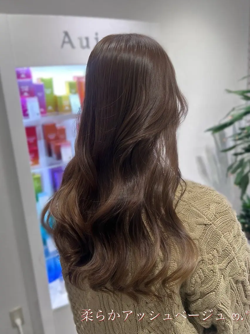 ロング カラー ベージュカラー オリーブベージュ 🤎オリーブカラー× パーマ特化💫森口のヘアスタイル