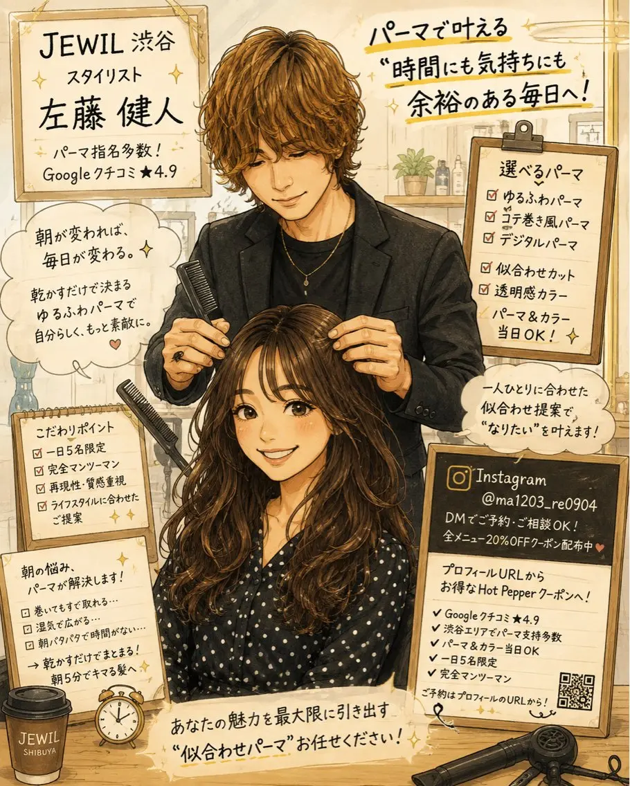 セミロング カラー パーマ セミロングパーマ レイヤーカット 似合わせカット トリートメント デジタルパーマ カット パーマ トリートメント 渋谷で1番🉐 デジタルパーマ/縮毛のヘアスタイル