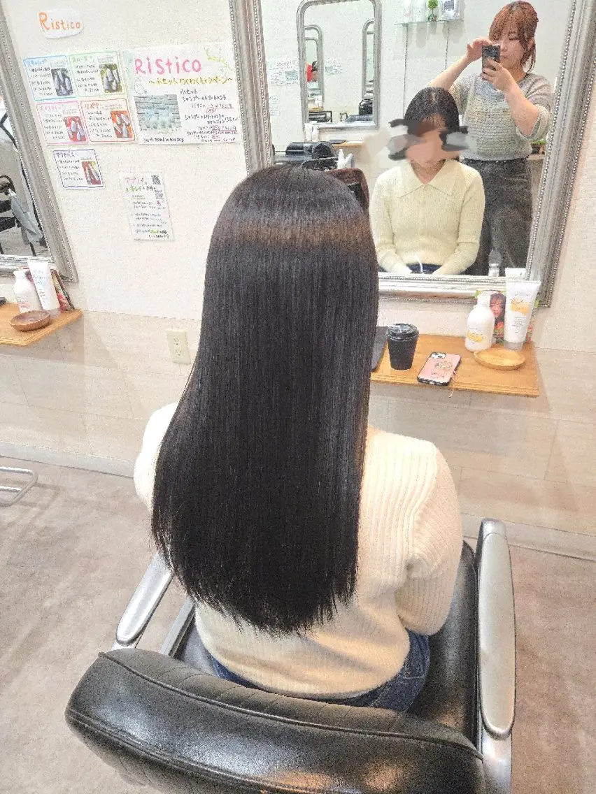 ロング パーマ ストレートパーマ カット 縮毛矯正 暖色🍎透明感カラー 🩵小林かりんのヘアスタイル