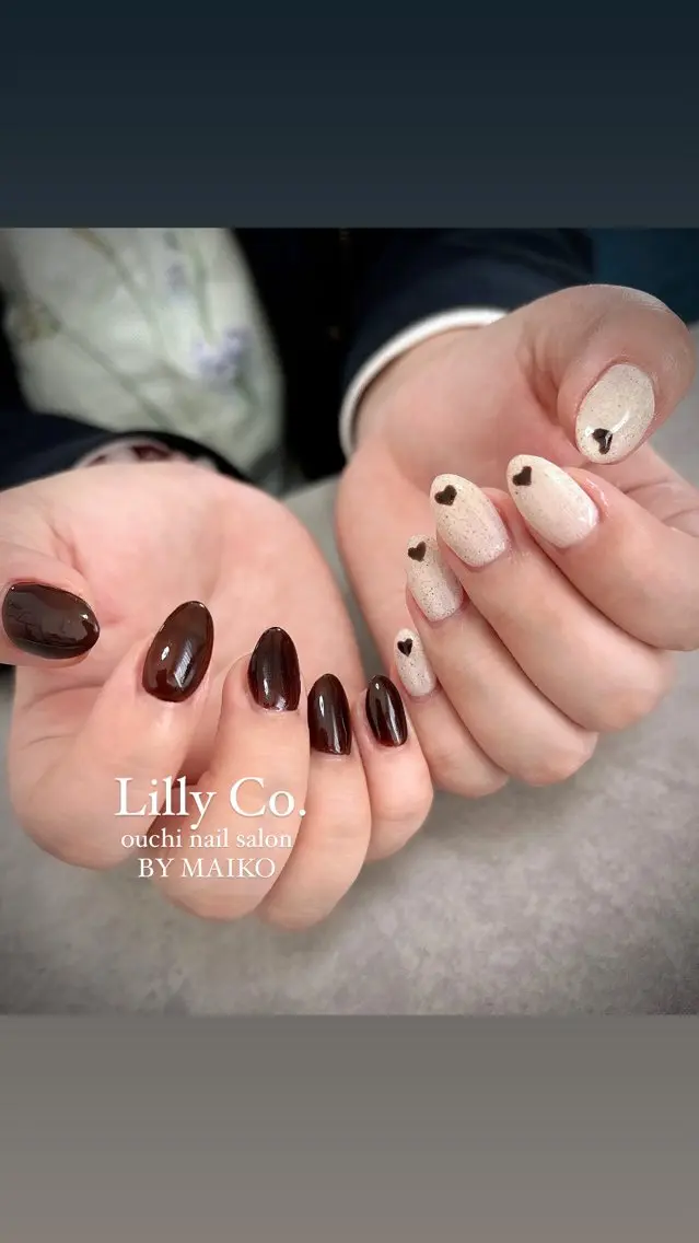 ネイル ハート ハンドネイル ハンドケア Lilly Co.のネイルデザイン