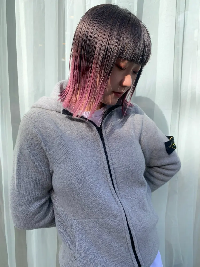 ミディアム カット ヘアカラー トリートメント オカモト ハルカのヘアスタイル