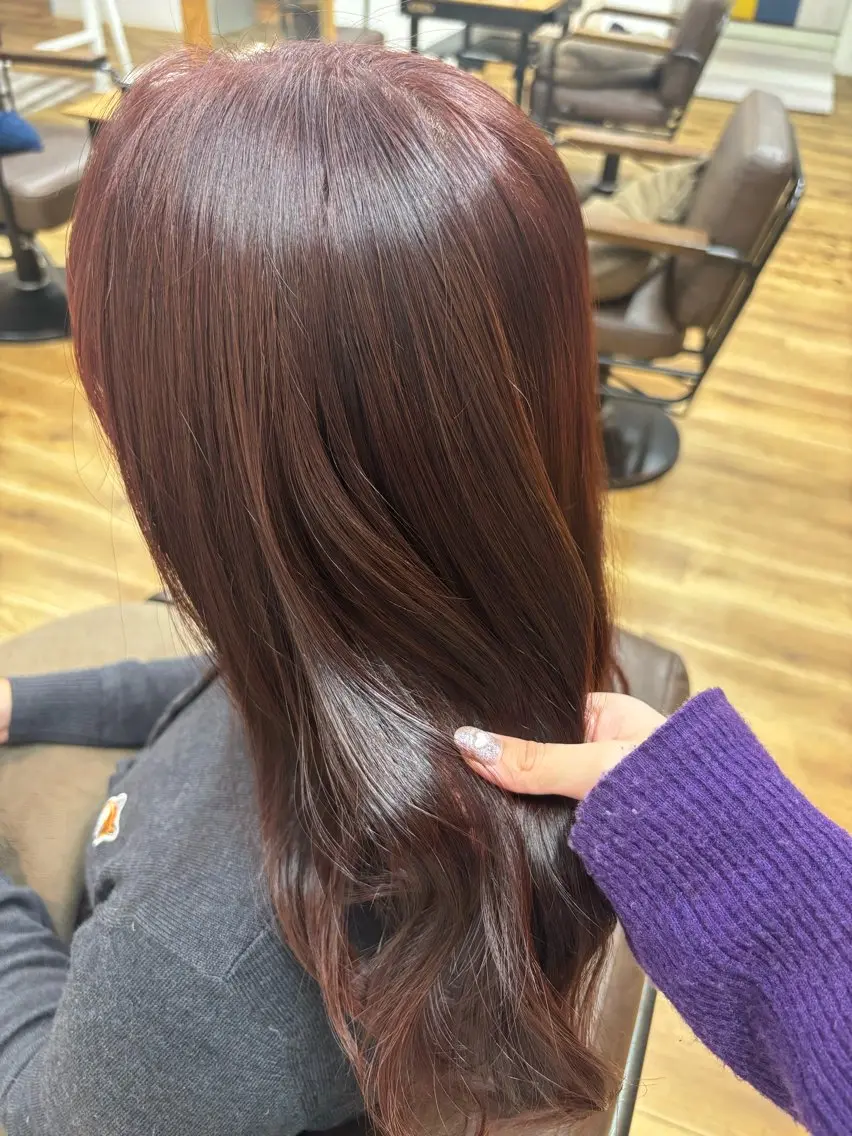 似合わせカット✂️➕暖色カラー(ピンク/レッド系)🎀の写真