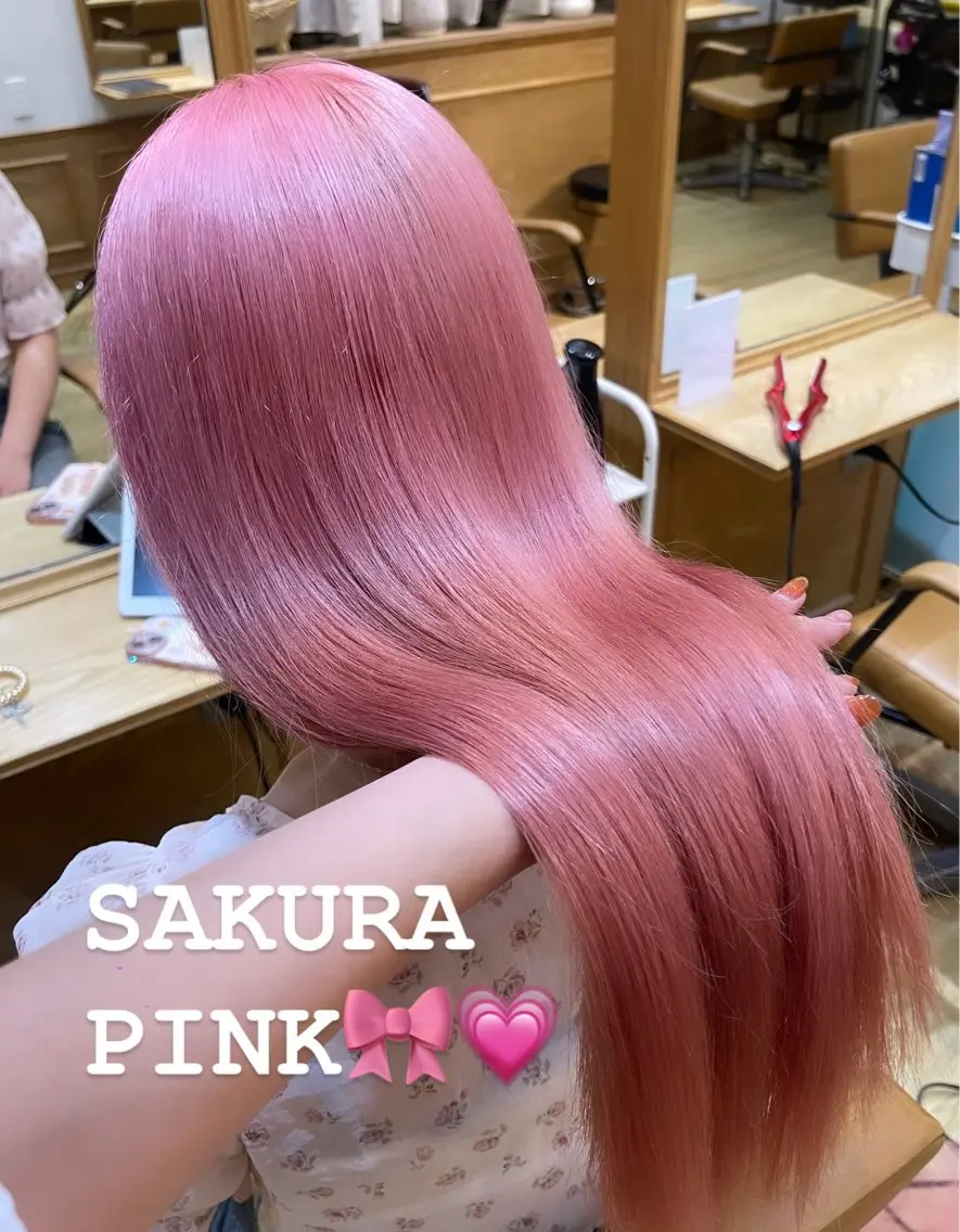 ロング カラー ブリーチ ダブルカラー ピンクカラー 髪質改善 カット ヘアカラー トリートメント 髪質改善| ブリーチ 絹髪🦋shukaのヘアスタイル