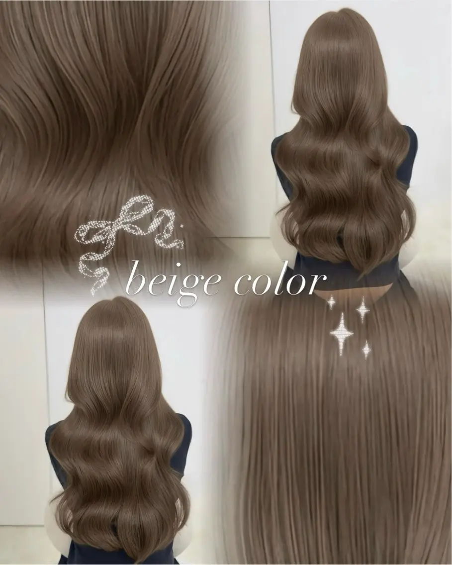 ロング カラー miyuu/ベージュ ブリーチなしWカラーのヘアスタイル