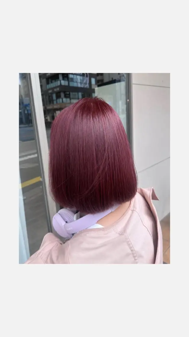 カラー ブリーチ ブリーチなしカラー レッドカラー ヘアカラー レイヤーカット 🍒LILIのヘアスタイル