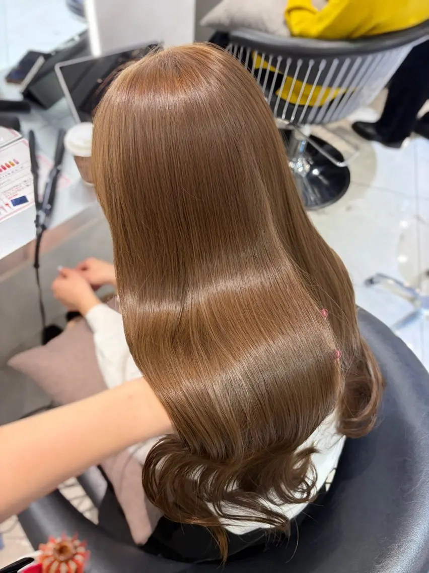 ロング カラー ベージュカラー 透明感カラー カット ヘアカラー トリートメント 韓国レイヤー×モテ髪 /MITSUKI🤍のヘアスタイル