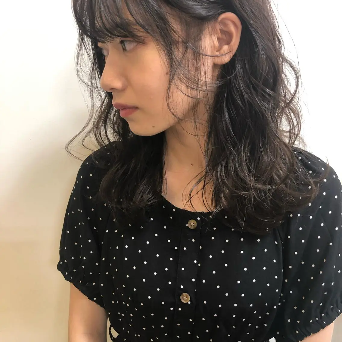 ミディアム ヘアアレンジ 顔周りカット やまぐち もえかのヘアスタイル