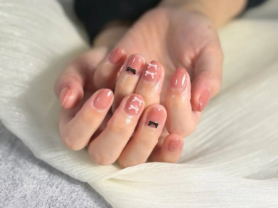 ネイル リボン ハンドネイル フットネイル RMS  nail miwakoのネイルデザイン