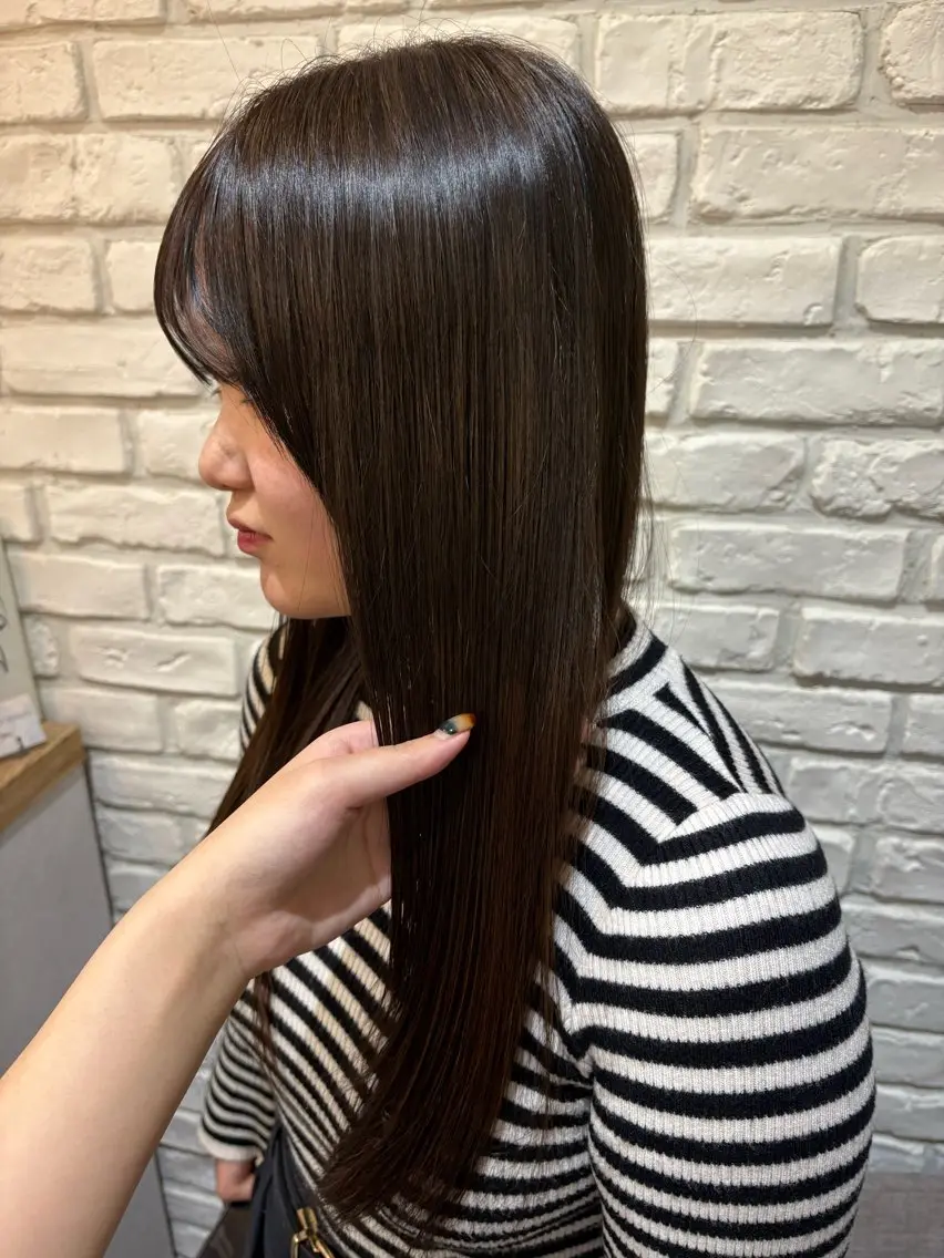 ロング カラー ブラウンカラー り このヘアスタイル
