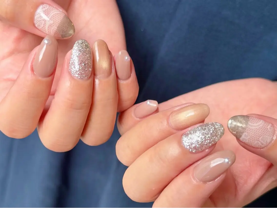 ネイル クリアネイル フラッシュネイル フラッシュマグ フレンチネイル マグネットネイル Luana nailのネイルデザイン