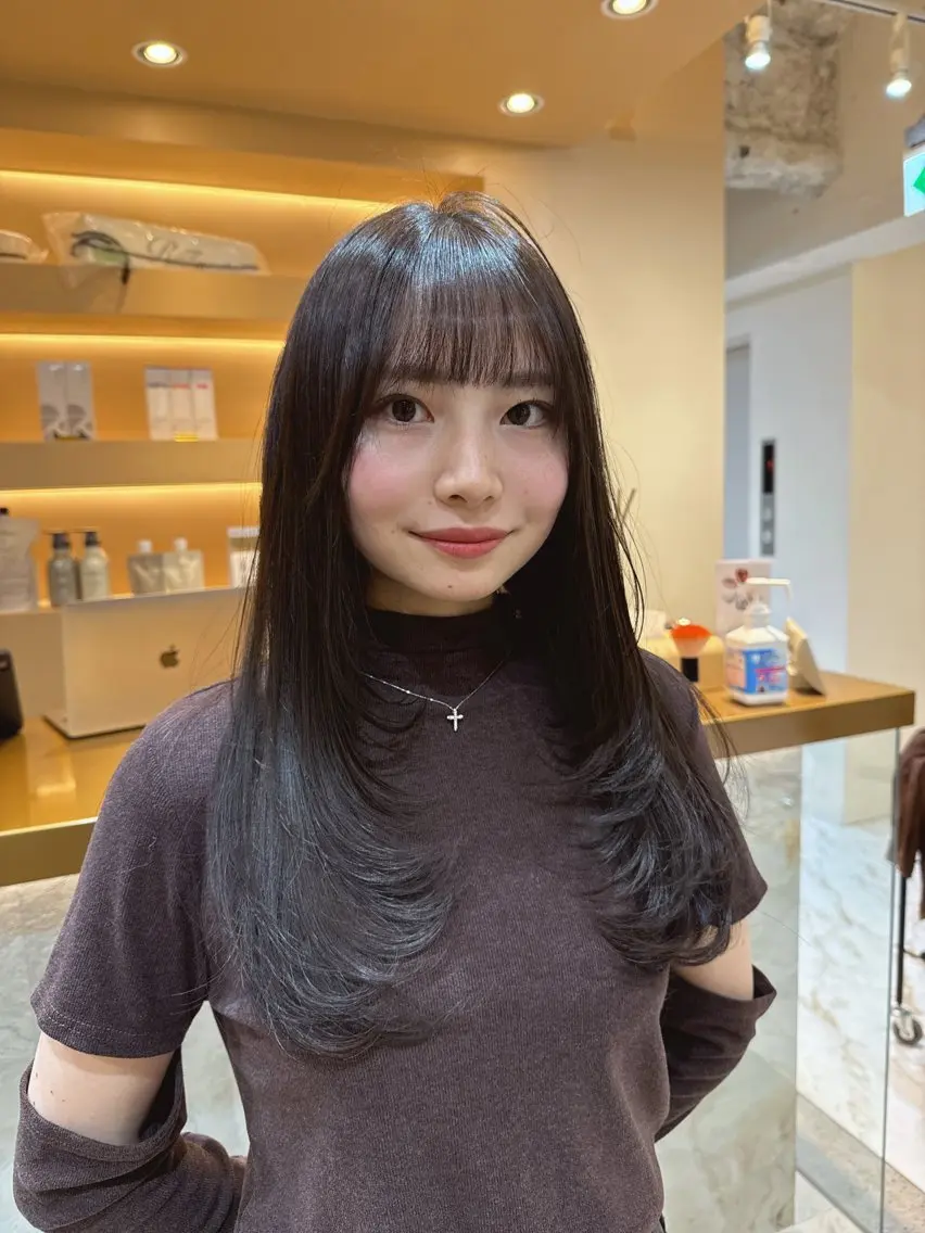 🇰🇷小顔見え韓国ヘア✂️トレンド韓国レイヤーカット💖顔まわりカットで垢抜け🎀2step Tr付き🫧艶さら仕上げの写真