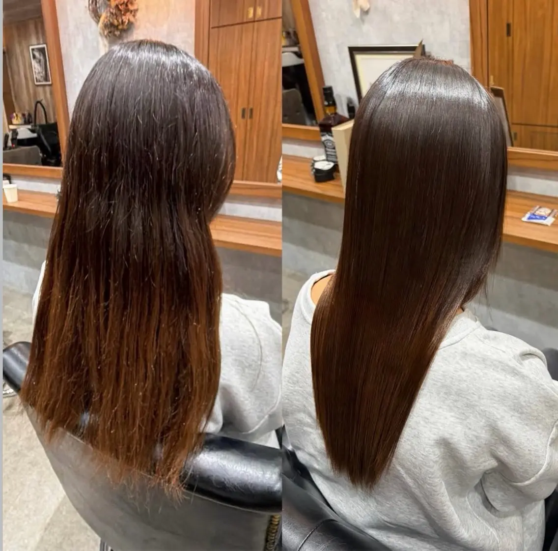 ロング 髪質改善 縮毛矯正 今枝莉菜 上品なツヤカラーのヘアスタイル