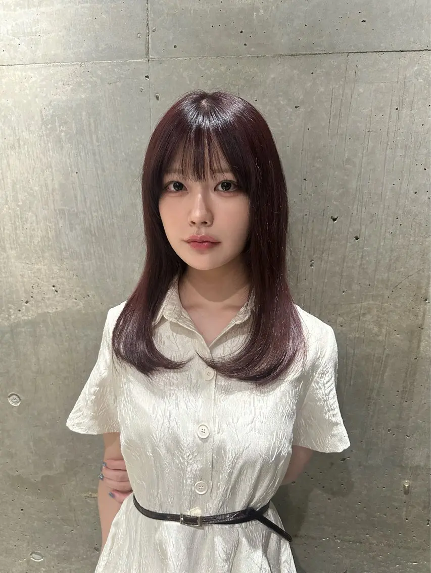 セミロング ヘアカラー トリートメント カラー/縮毛矯正🌟 奈寧のヘアスタイル
