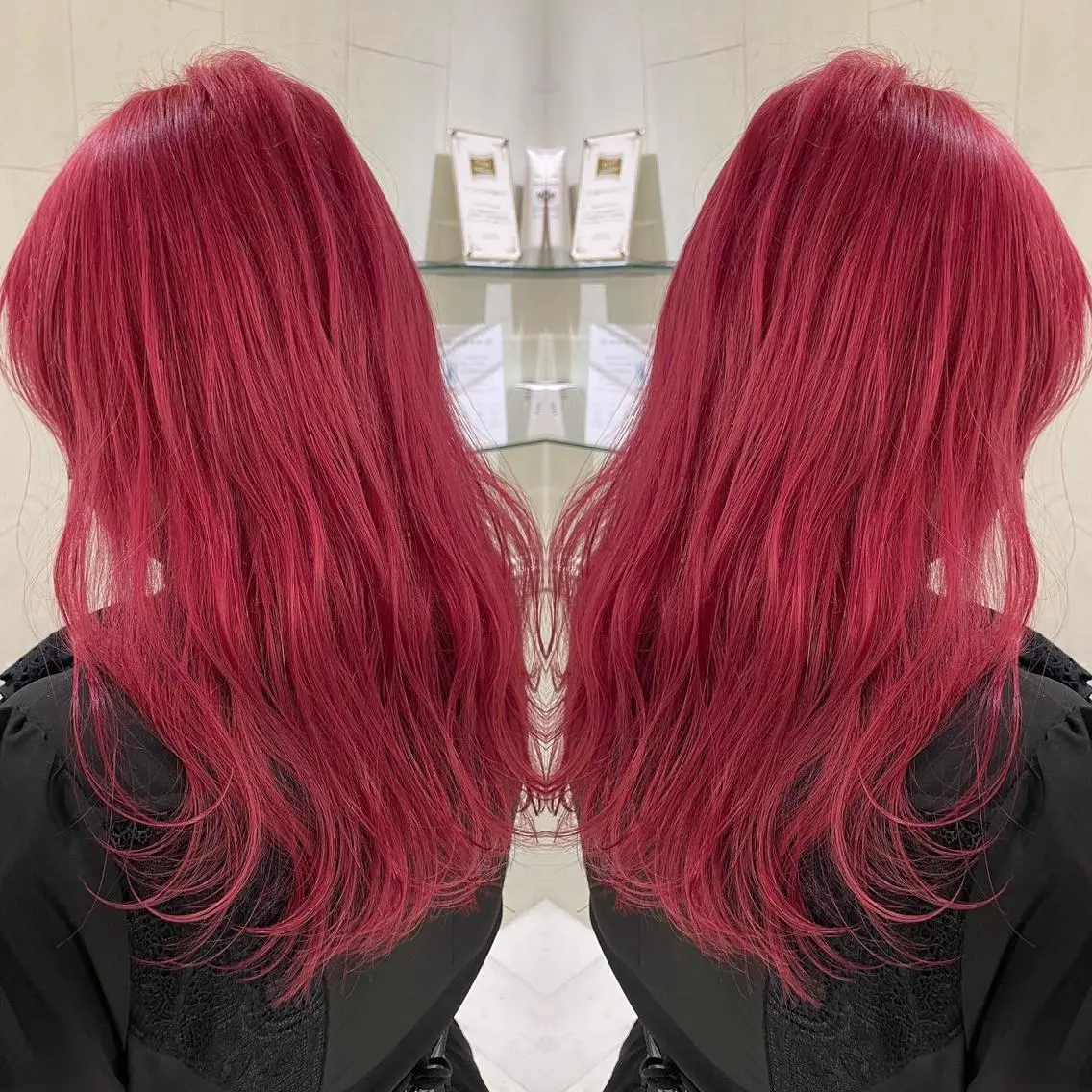 ロング カラー アッシュ ピンクカラー 外国人風カラー レイヤーカット トリートメント ヘアカラー トリートメント 河合秀明/ショート /ボブ/レイヤーのヘアスタイル
