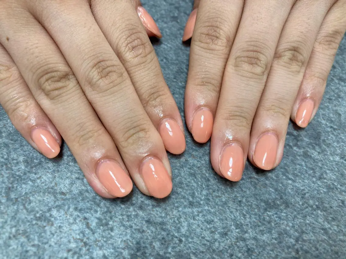 ネイル クリアネイル ワンカラーネイル オレンジ mogunail &blowのネイルデザイン