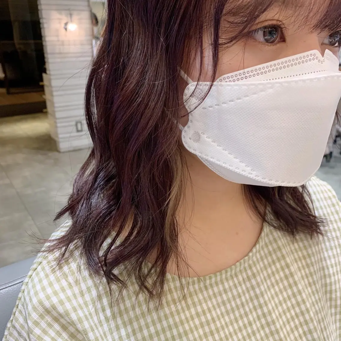 ミディアム カラー イヤリングカラー 竹下 実穂のヘアスタイル