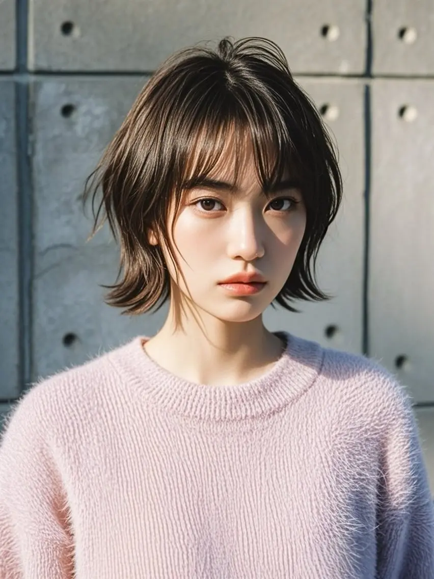 ミディアム ショートボブ ミディアムレイヤー ミディアムパーマ アッシュ ボブ カット ヘアカラー ウルフカット 811 大阪梅田 ウルフのヘアスタイル