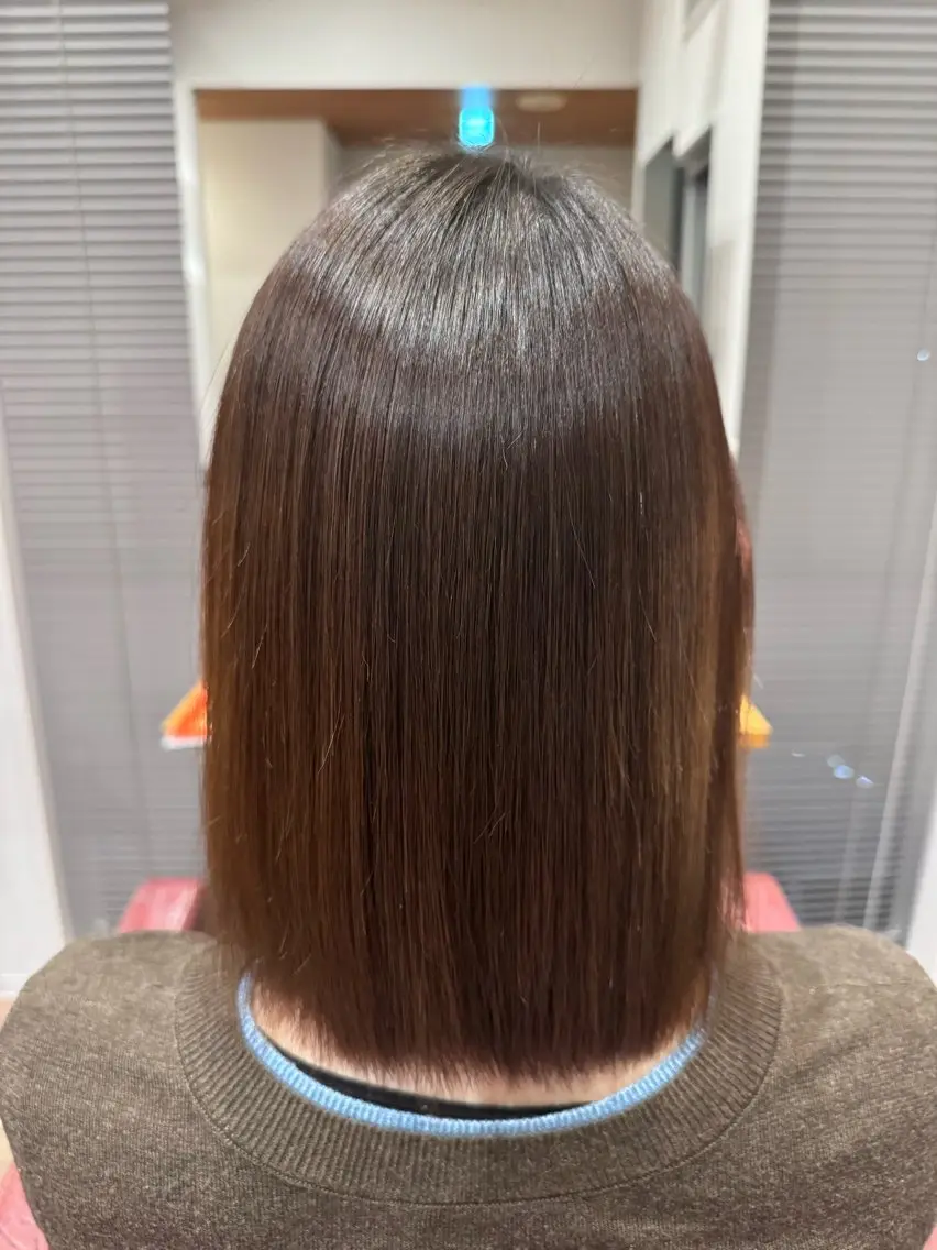 ミディアム パーマ 縮毛矯正 藤原 杏翼のヘアスタイル