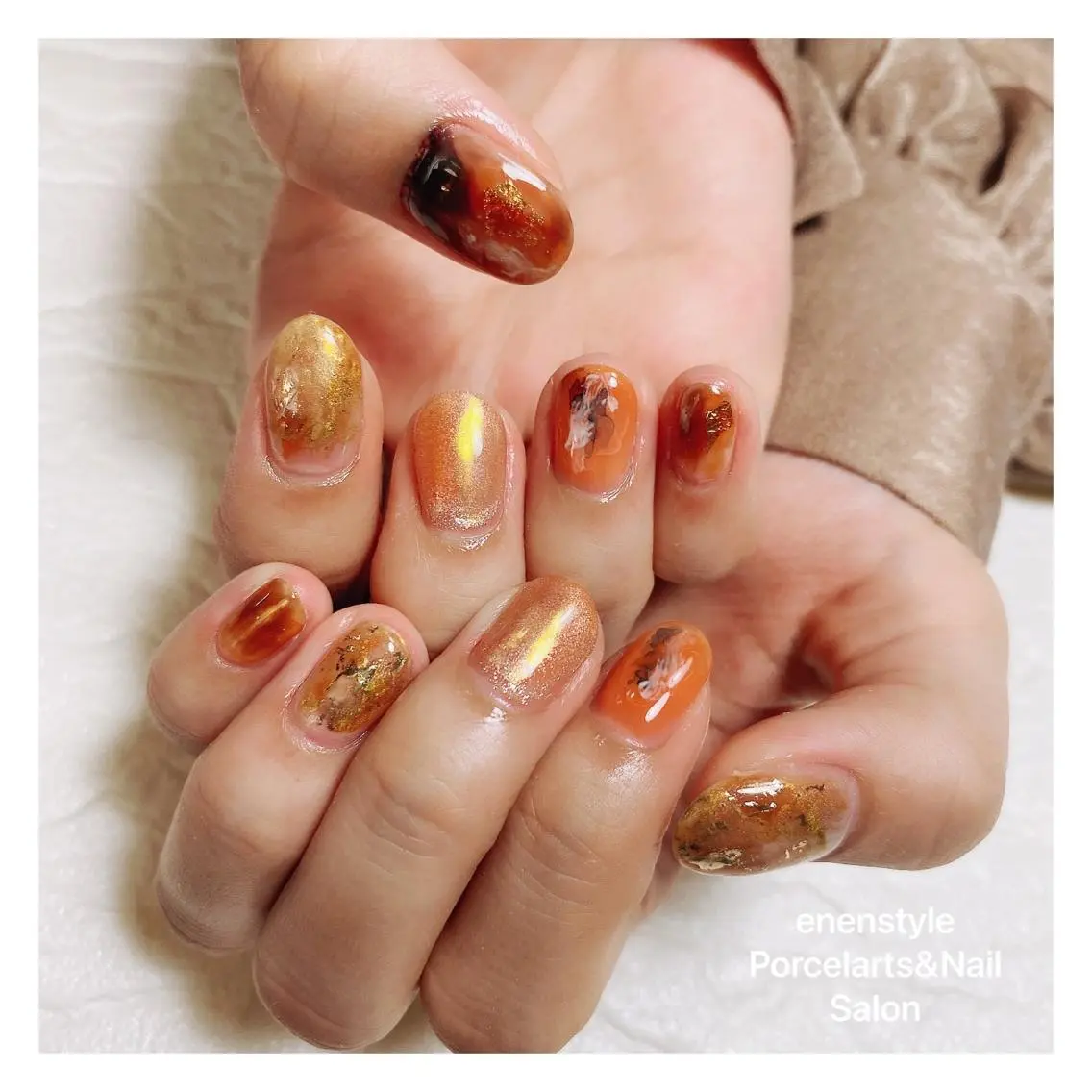 ミディアム ネイル ハンドネイル 🐾enen style 🐾のネイルデザイン