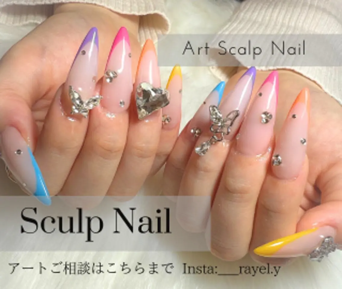 ネイル アートネイル スカルプネイル ストーンネイル ハンドネイル Nail Salon Rayelのネイルデザイン