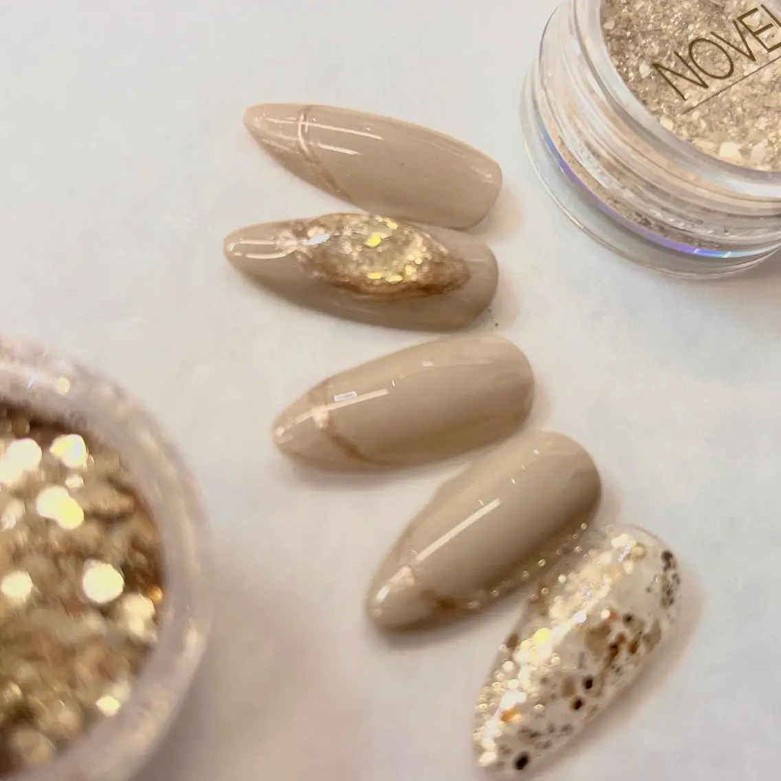 ショート ネイル キラキラネイル ラメ(グリッター) ミラーネイル ニュアンスネイル RIONnail Yurikaのネイルデザイン