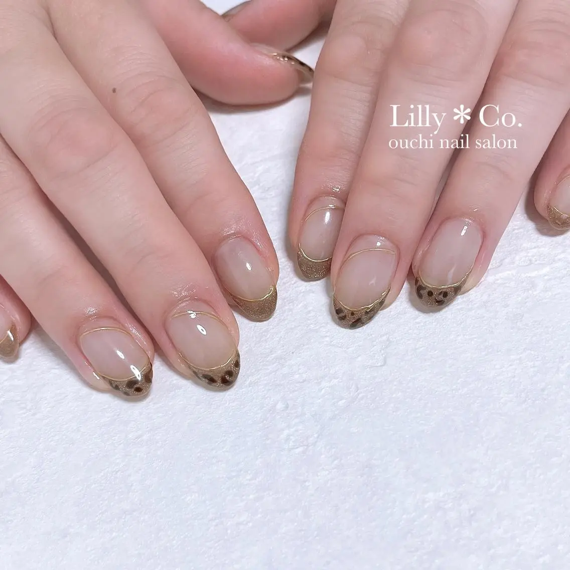 ネイル アニマル柄 フレンチネイル ハンドネイル ハンドケア Lilly Co.のネイルデザイン