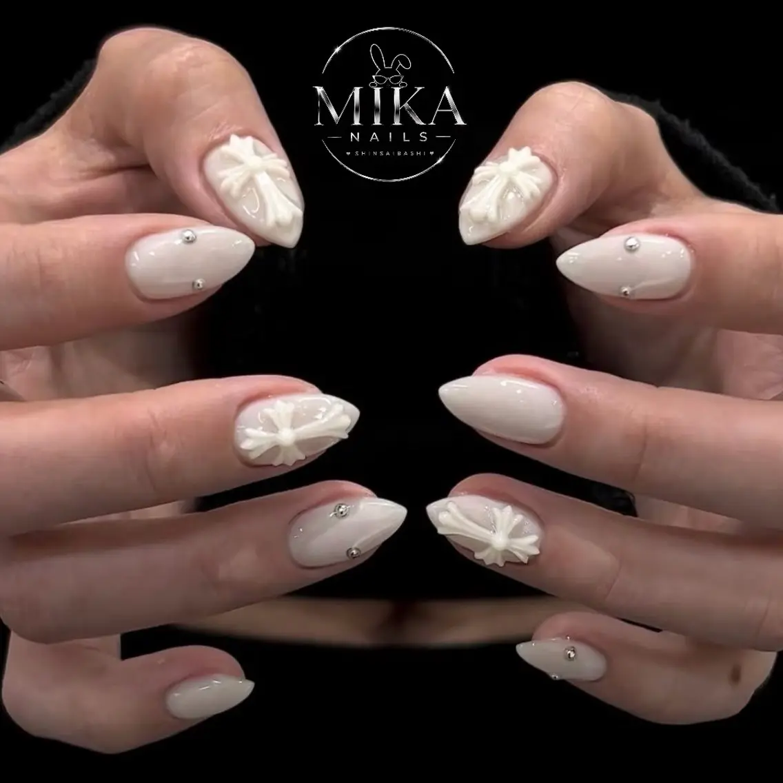 ネイル ハート キラキラネイル 韓国ネイル ロングネイル マグネットネイル ハンドネイル ハンドケア ちみ＿Mika Nails 心斎橋のネイルデザイン