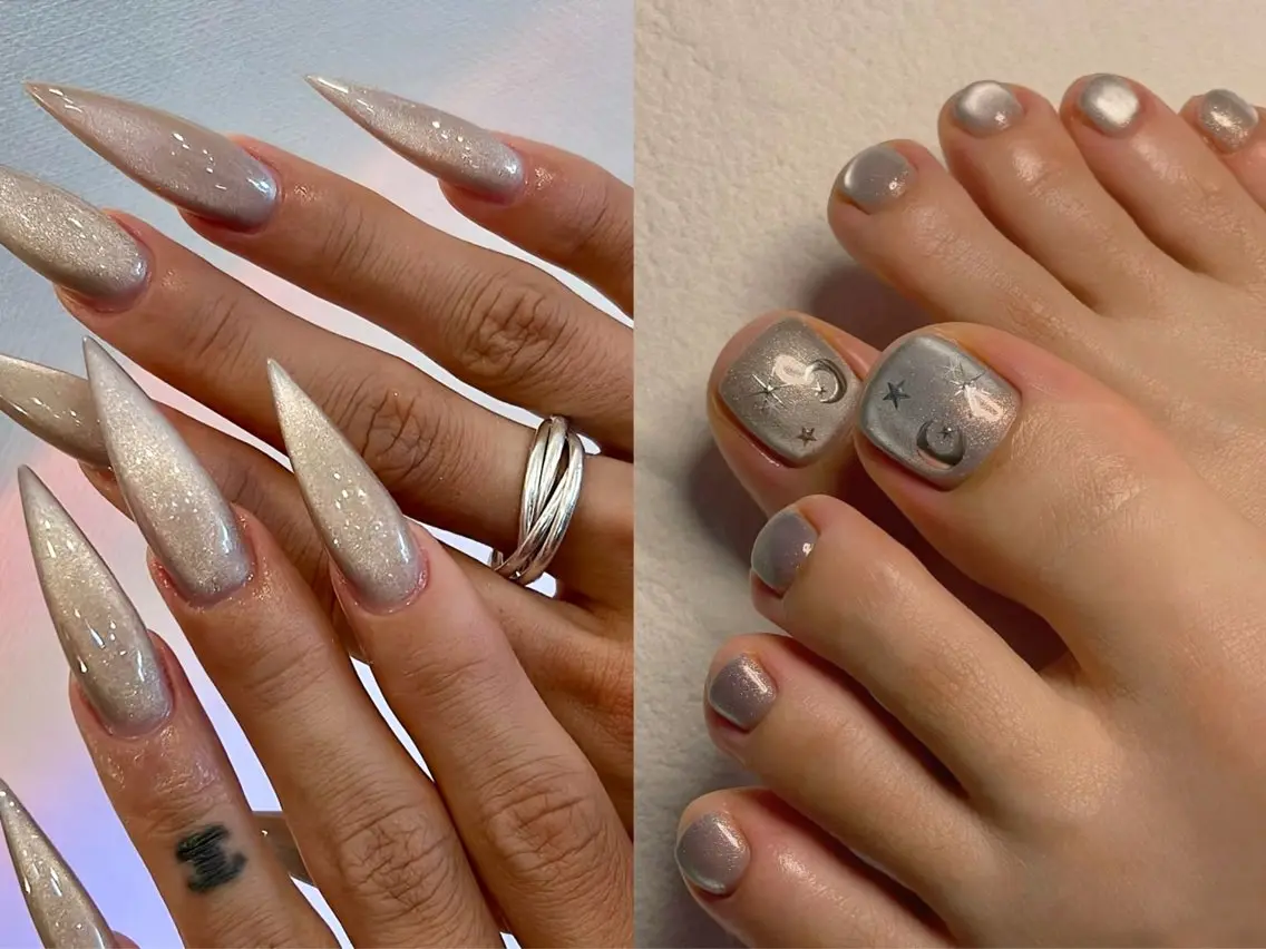 【HANDチップ長さ出し+FOOTセット】HAND チップ10本+FOOT両方フリデザイン💖合計150分以内のデザインの写真