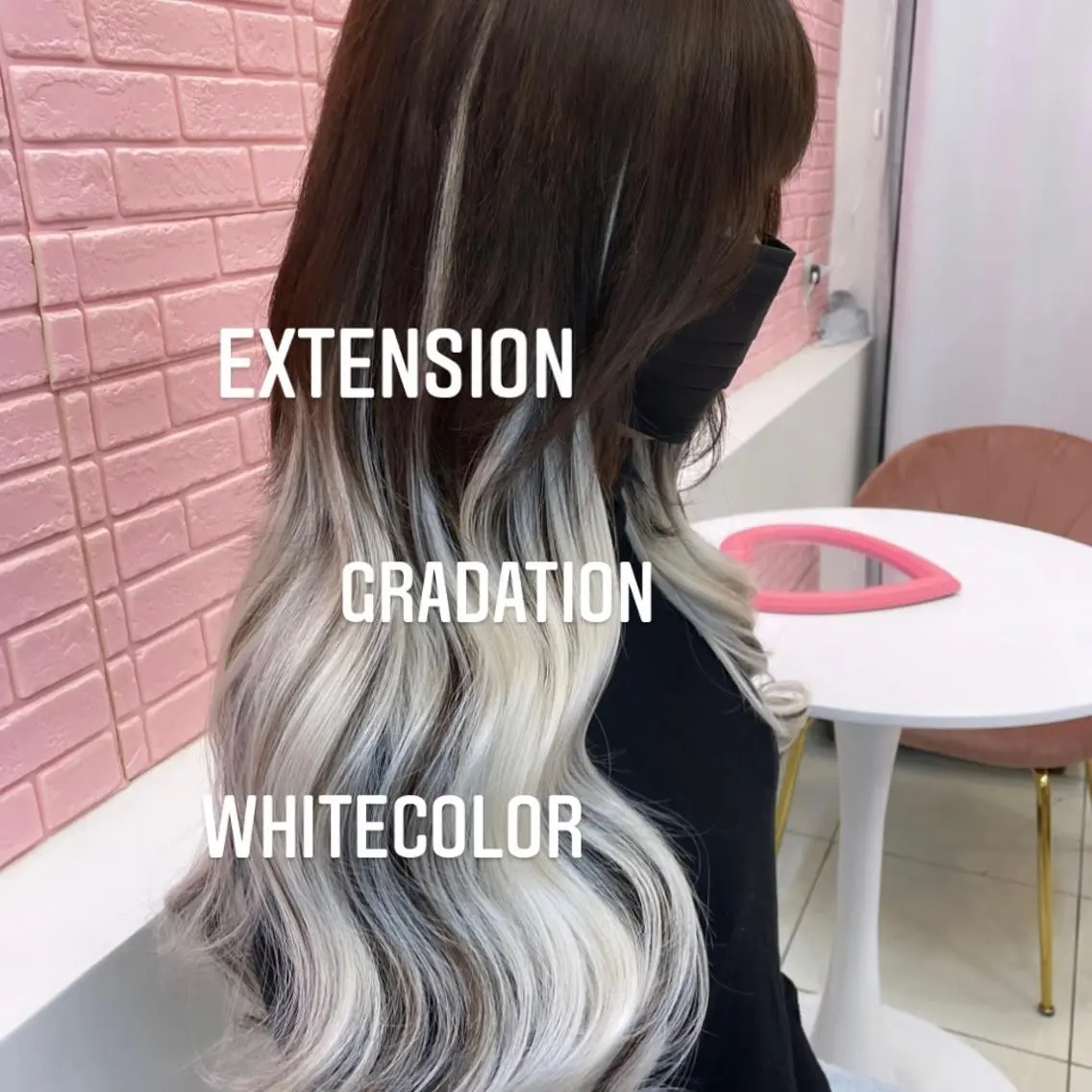 ロング カラー エクステ エクステ🩵ブリーチ 韓国ヘア🩵KAEのヘアスタイル