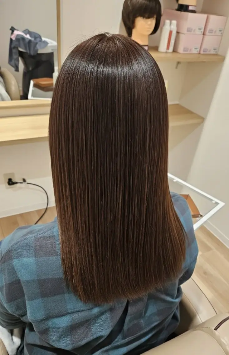 セミロング パーマ カラー 髪質改善 田中 雄太のヘアスタイル