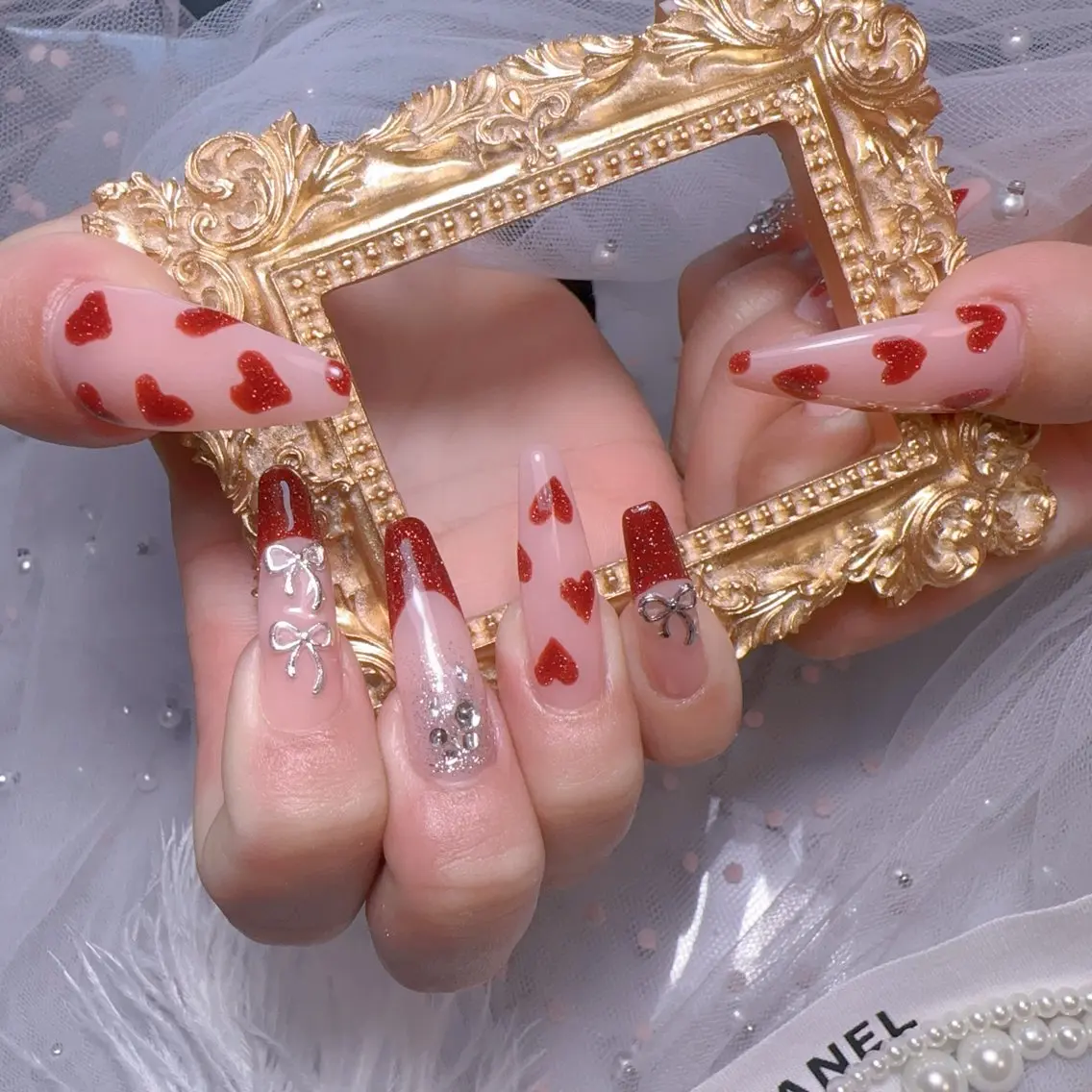 ロング 韓国風ヘア ハンドネイル Belle nail salon 新小岩のネイルデザイン