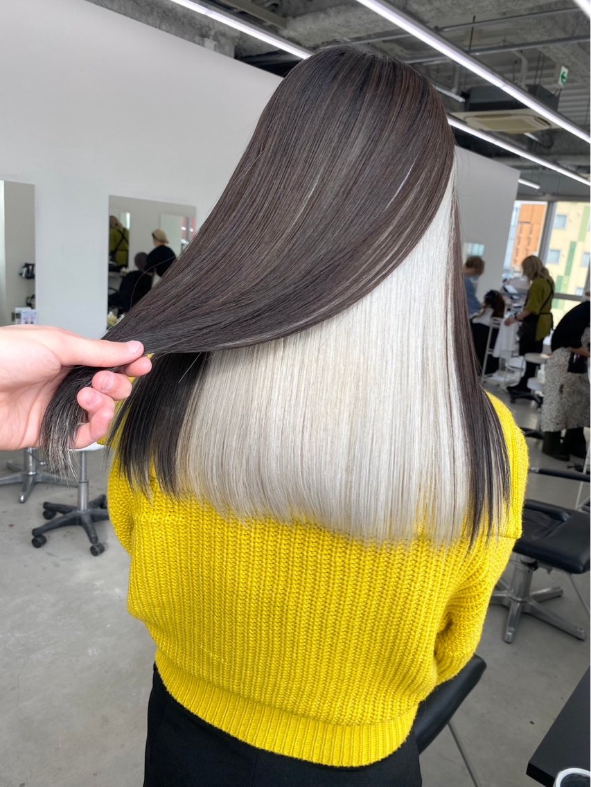 ロング カラー 黒髪 ブリーチ ハイトーンカラー カット ヘアカラー 髙木 利央のヘアスタイル