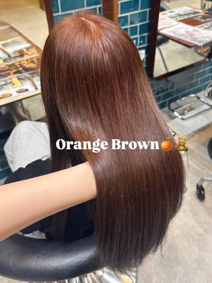 カラー ブラウンカラー オレンジ オレンジブラウン ヘアカラー 縮毛矯正/透明感カラ ー🍒/Kannaのヘアスタイル