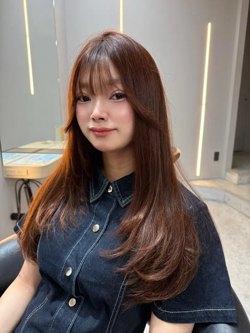 ロング くびれヘア 顔周りカット 髪質改善 韓国風ヘア レイヤーカット 平山 翔意のヘアスタイル