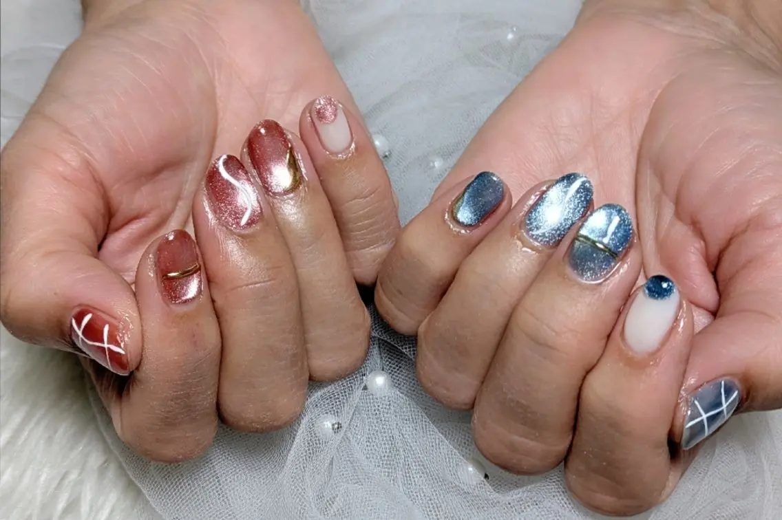 ネイル ジェルネイル マグネットネイル パラジェル シンプルネイル ハンドネイル m&pPrivate nailsalonのネイルデザイン