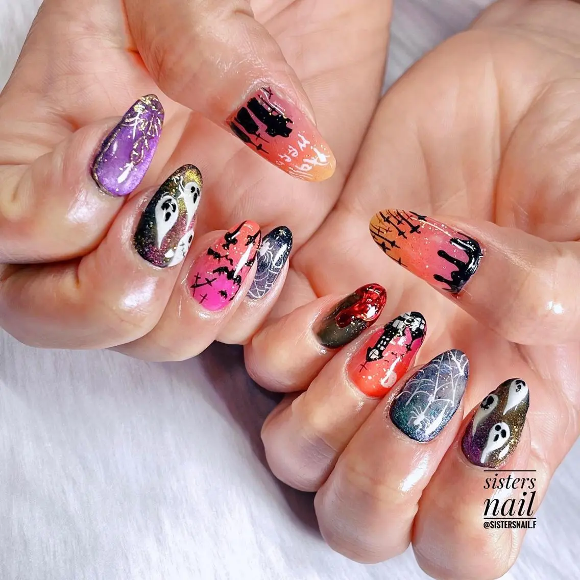 ネイル アートネイル ジェルネイル ハロウィン sisters nail.fのネイルデザイン