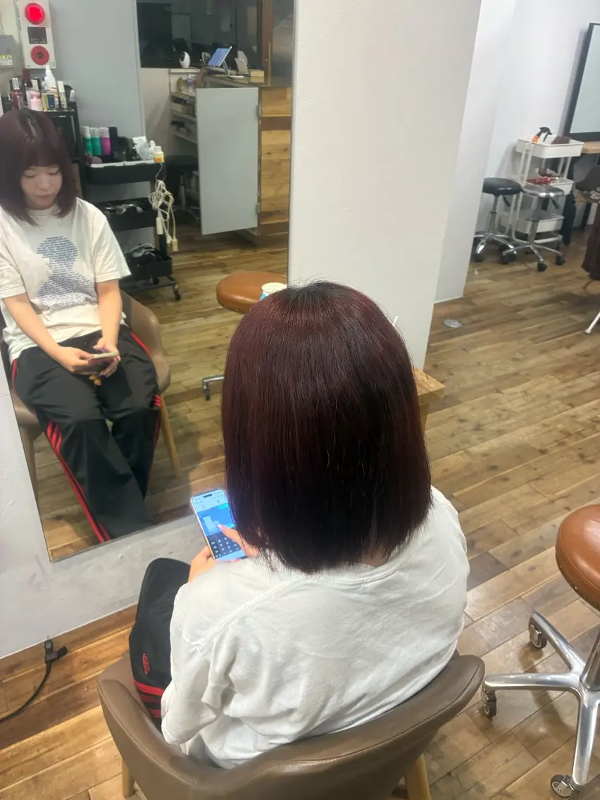ミディアム ヘアカラー 永田 侑也のヘアスタイル