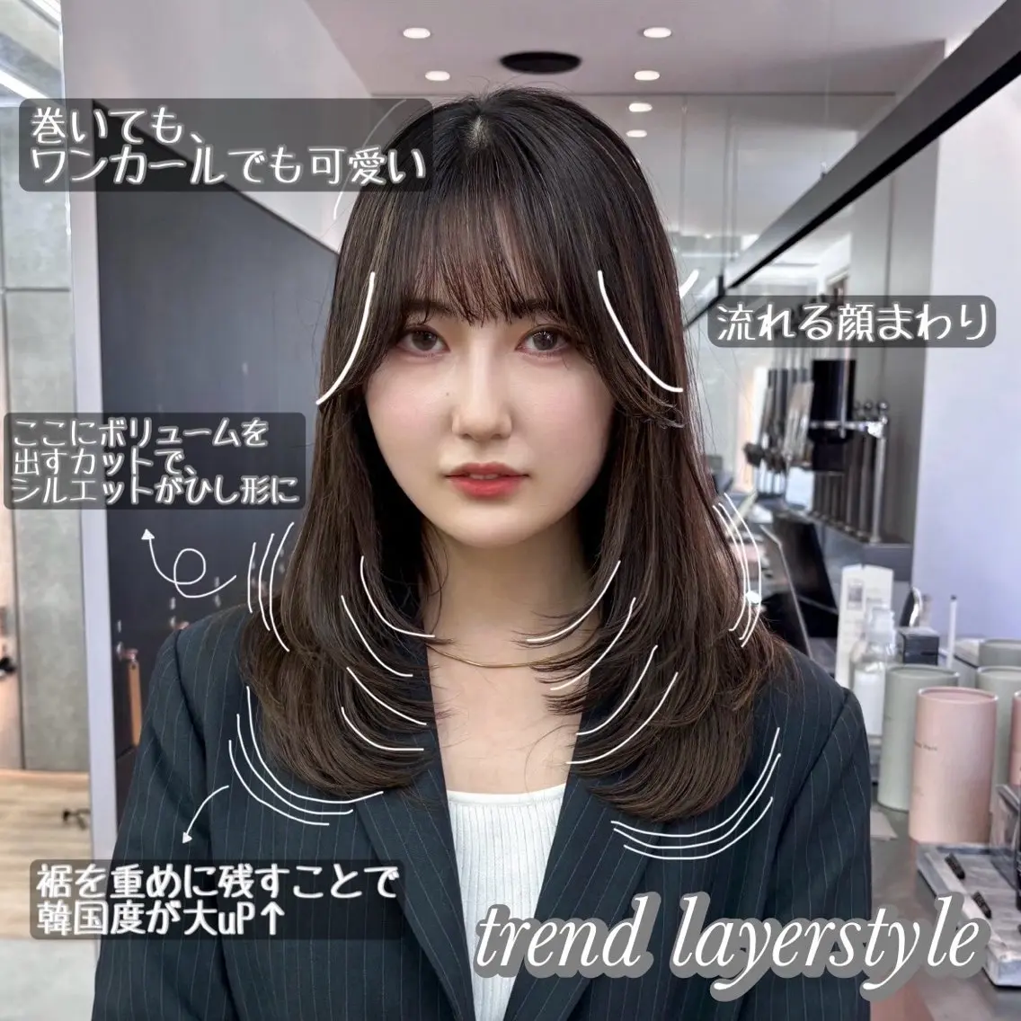ミディアム カラー カット ヘアカラー トリートメント 髪質改善/縮毛矯正/ 韓国レイヤー/矢野のヘアスタイル