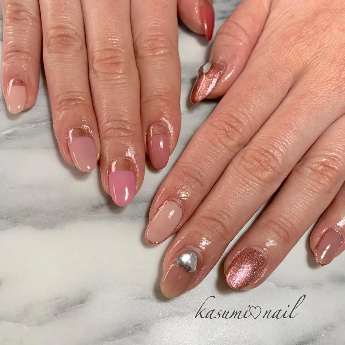 ネイル アートネイル フットネイル 大理石ネイル(マーブル) ミラーネイル ニュアンスネイル KASUMI♡ Nailのネイルデザイン