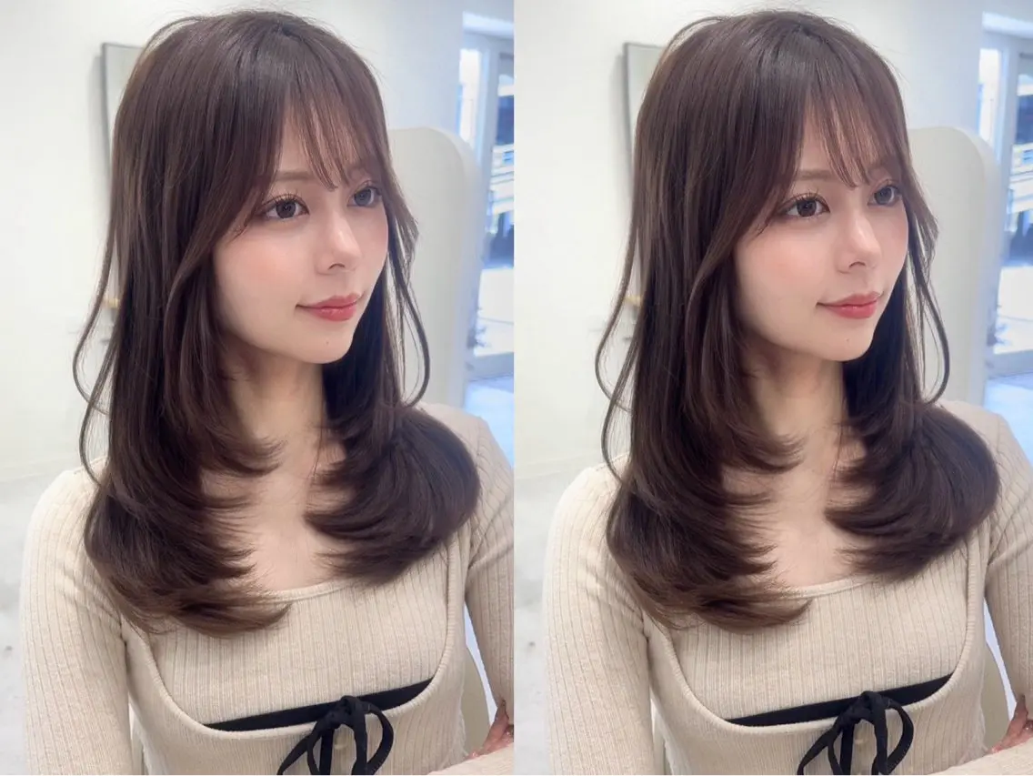 ロング カット ヘアカラー 韓国ヘア 野々山 ゆうとのヘアスタイル