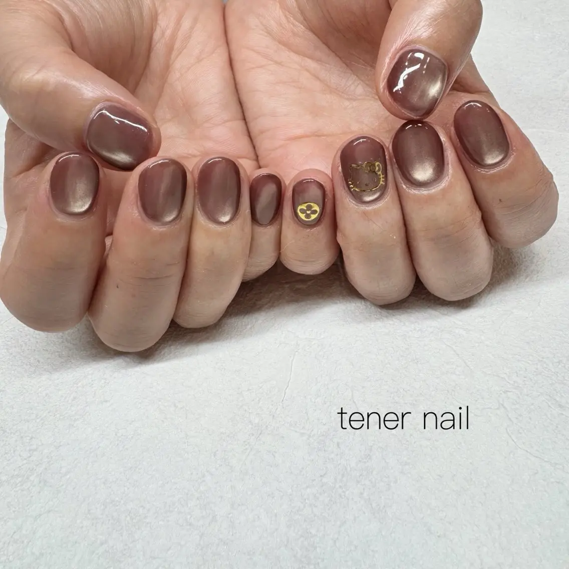 ネイル ブラウン マグネットネイル ハンドネイル テネルネイル tener nailのネイルデザイン
