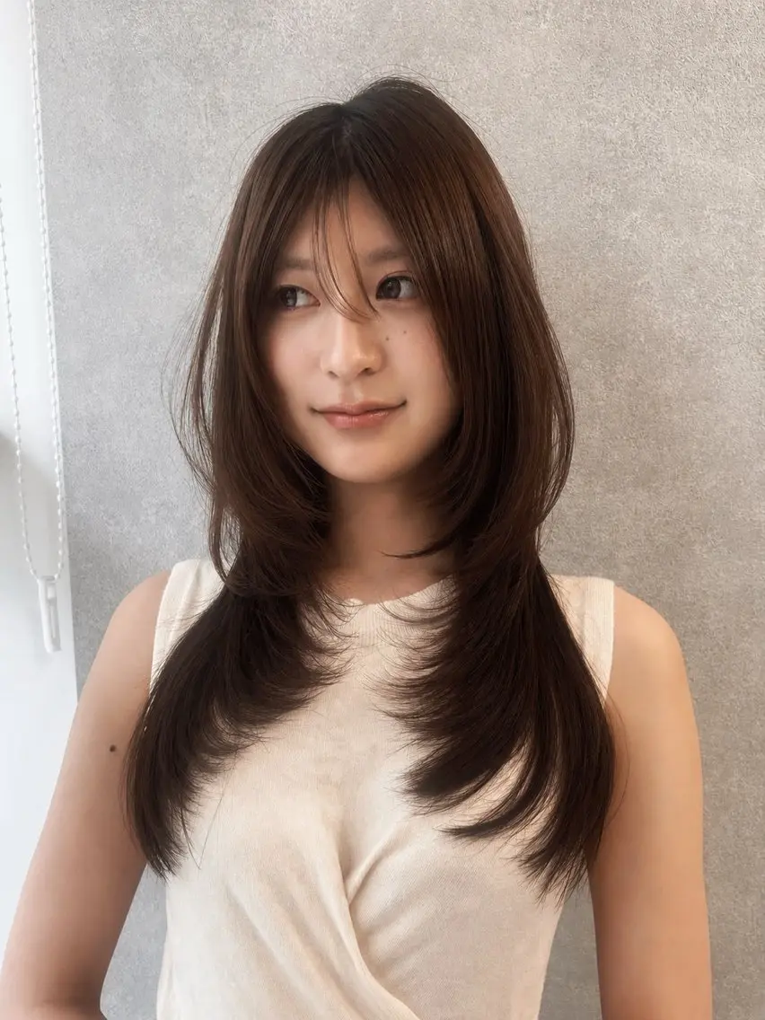 ロング ハイレイヤー レイヤーカット カット ヘアカラー shota 池袋のヘアスタイル