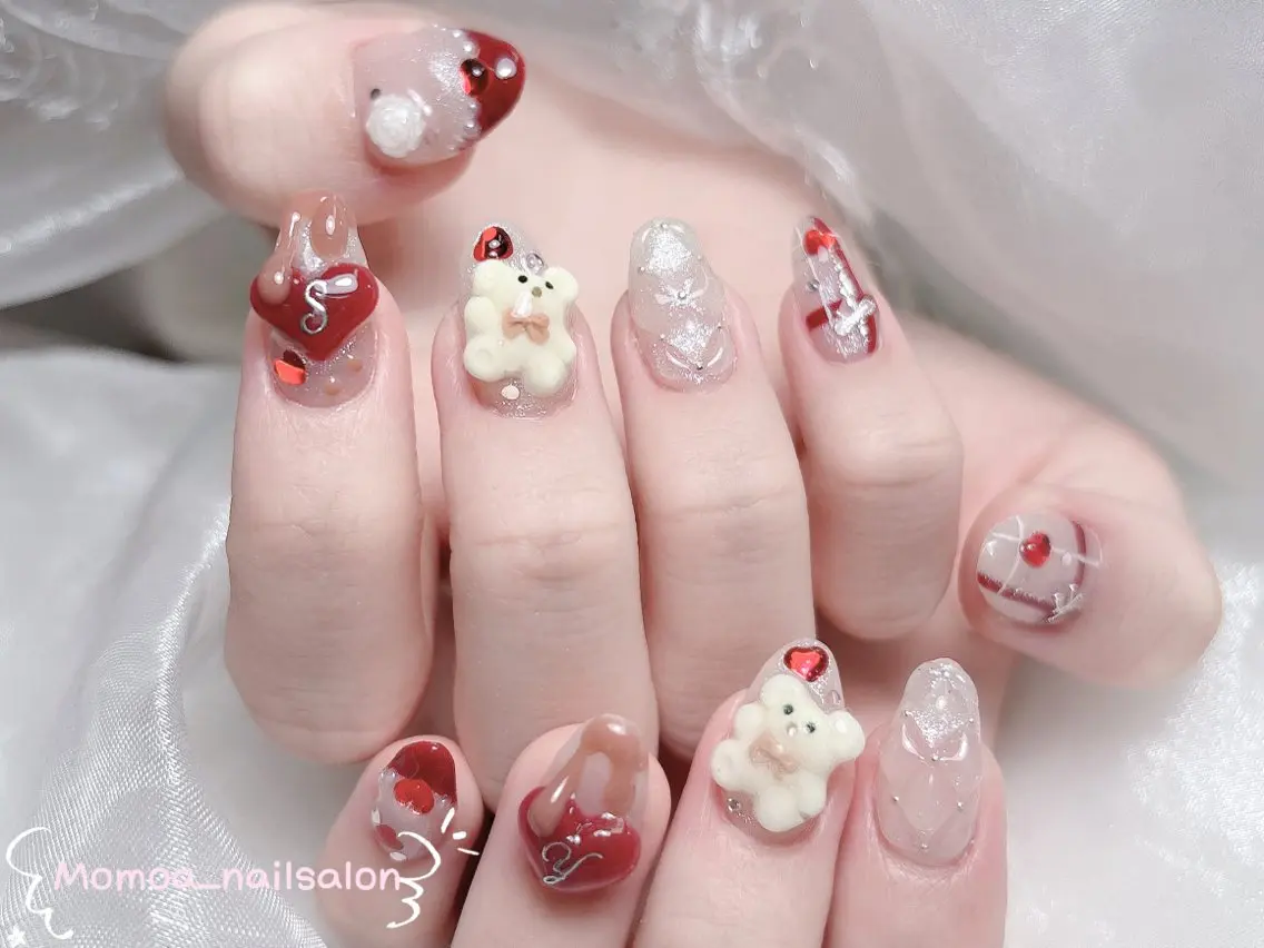 ネイル 成人式 ロングネイル マグネットネイル 大理石ネイル(マーブル) 持ち込み ハンドネイル MoMoA Nail ネイル長さ出し専門店のネイルデザイン