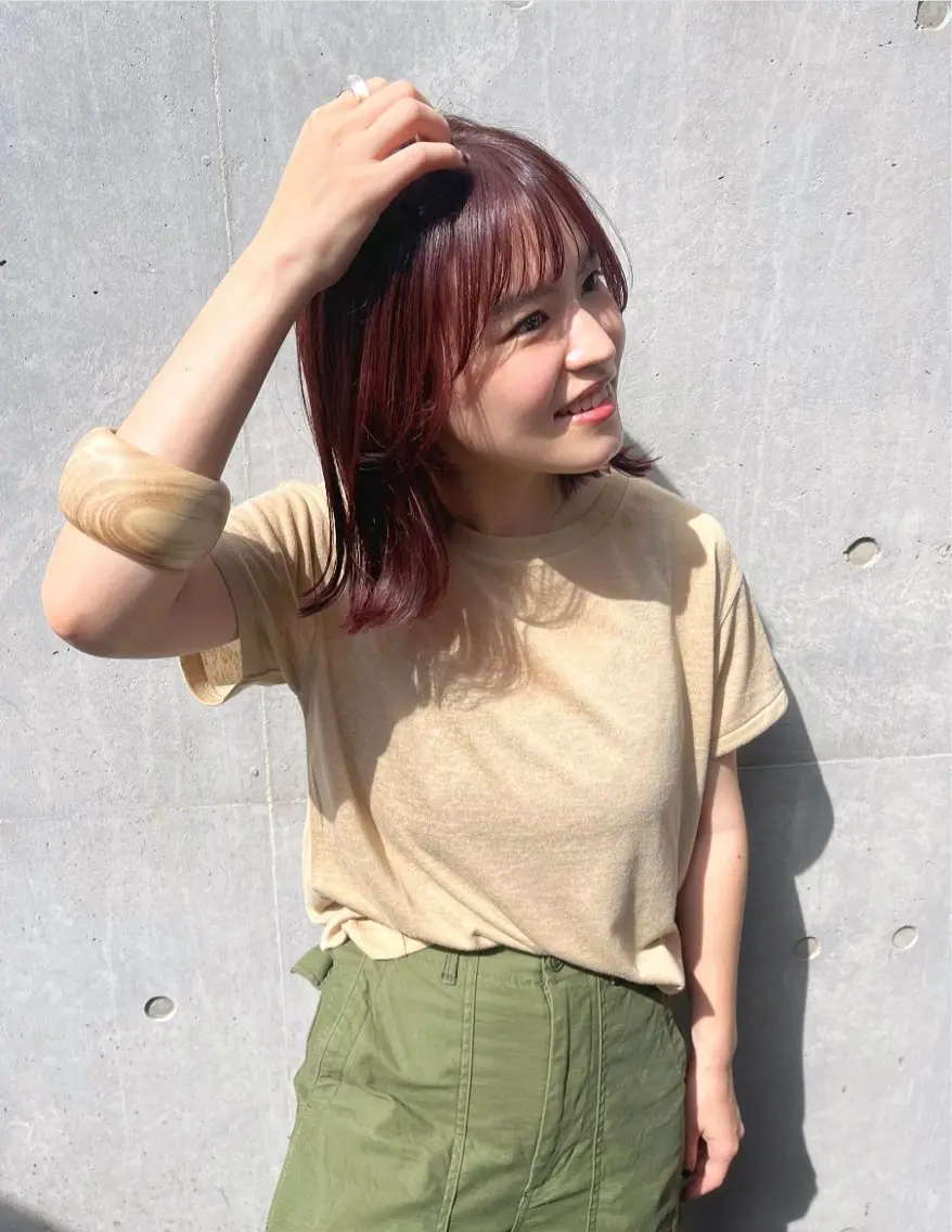 セミロング カラー ブリーチ ブリーチなしカラー ピンクカラー 暖色カラー/ピンク カラー/HARUKAのヘアスタイル